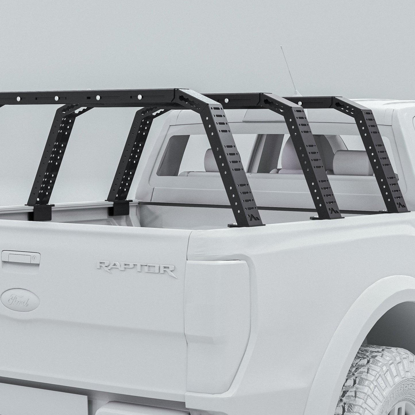 Rendering of DOT bedrack in black on Ford Ranger Raptor