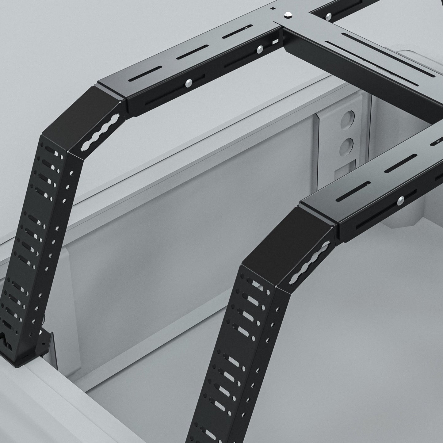 Details of DOT bed rack in black