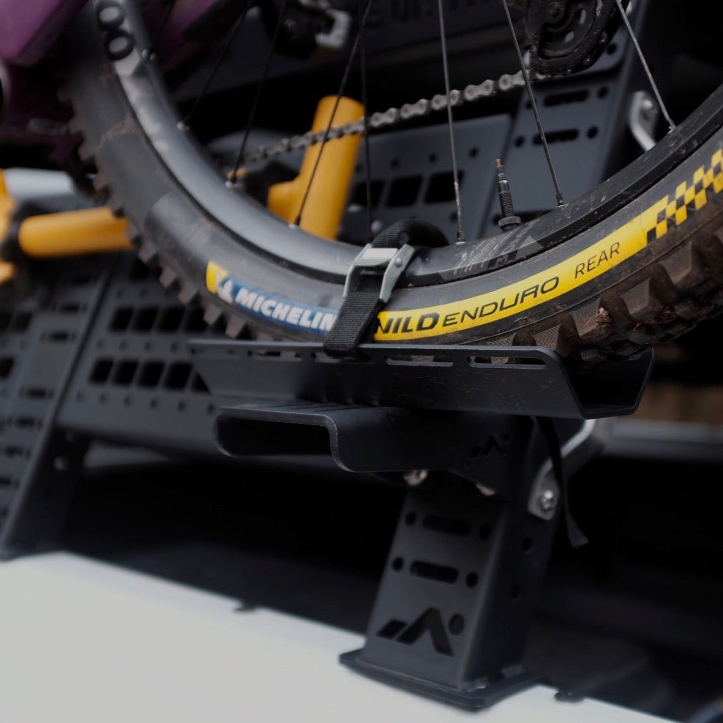 Assembled bike with Michelin tire on DOT bicycle mount and bedrack